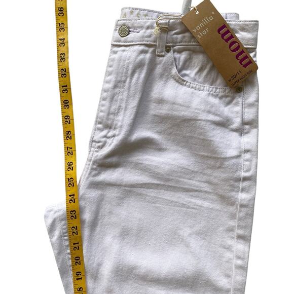 Vanilla Star Juniors Sz 11 Mom Jean White Raw Rolled Cuff Distressed StretchNEW - Picture 8 of 13